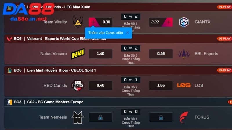 Lý do nên chọn E-sport DA88 để đặt cược Esports