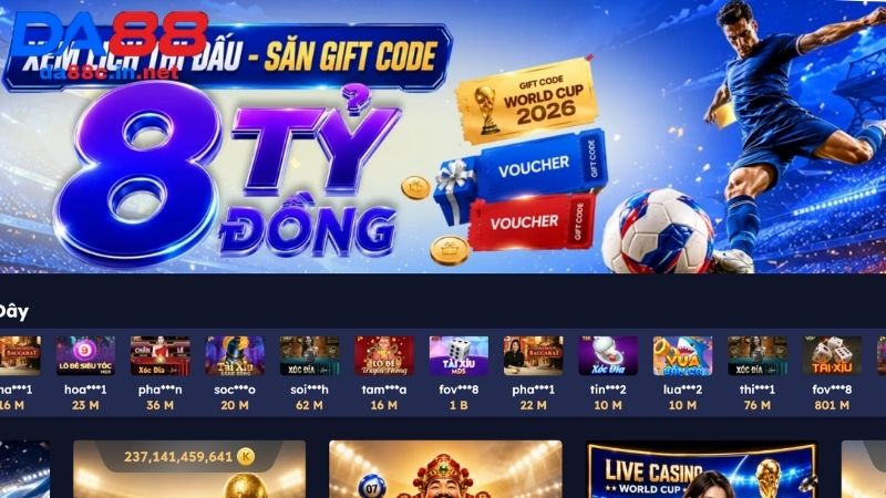 Thưởng cho thành viên VIP trên nhà cái DA88